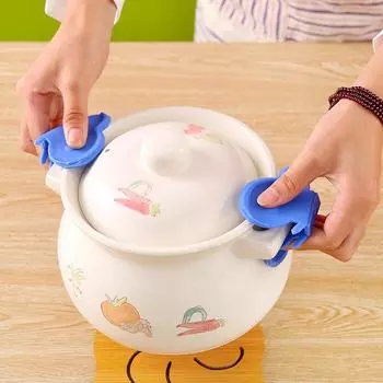 2 шт. кухонная посуда силиконовая духовка теплоизоляционная перчатка для пальцев варежка симпатичная для приготовления пищи микроволновая печь нескользящий захват держатель для кастрюли