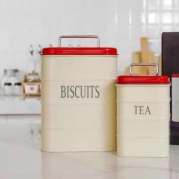 2 шт. кухонные канистры для хлеба, консервные банки, банки, контейнер для хранения для кладовой, пекарни красный