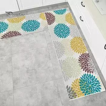 2 шт. кухонные коврики, супер мягкие, износостойкие, нескользящие, легко чистящиеся, кухонные коврики с цветочным принтом, дверные коврики, украшение дома A