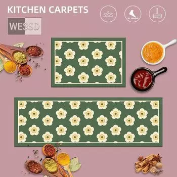 2 шт., кухонные ковры с цветочным рисунком, моющиеся впитывающие коврики для ванной комнаты, длинные коврики для гостиной, прикроватный коврик 40x60cm+40x120cm