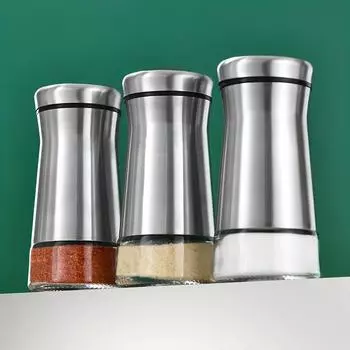 2 шт. кухонные принадлежности, бутылка из нержавеющей стали, банка для приправ, банка для приправ, бутылка для перца, стеклянная бутылка для барбекю, бутылка для приправ, банка для посыпания тмином 2pcs