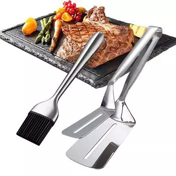 2 шт. кухонные щипцы, силиконовые щетки для масла, набор для барбекю, щипцы для гриля, лопатка для стейка, щипцы для мяса, принадлежности для барбекю, кухонные принадлежности