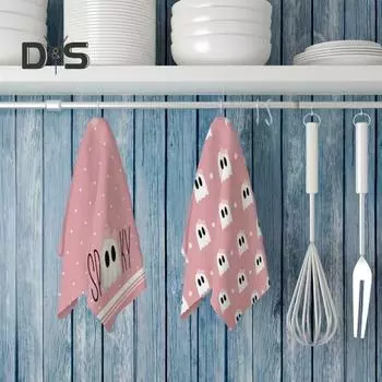 2 шт. кухонных полотенец для Хэллоуина, кухонные полотенца с изображением летучей мыши и тыквы, кухонное полотенце из микрофибры, эффективное впитывание воды B