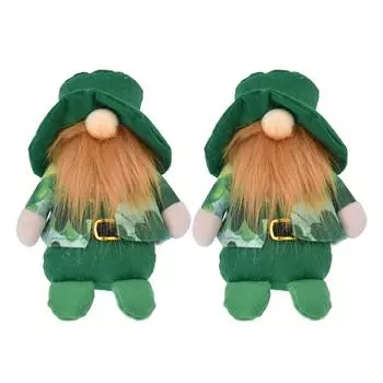 2 шт. Кукла Гномы Милая Ручная Работа Зеленая Шляпа Безликий St. Украшение ко Дню Патрика для дивана в комнате