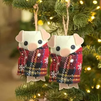 2 шт. Кукла-свинка с подарочной коробкой, свиньи в одеялах, рождественский подарок, украшение ручной работы, мягкое на ощупь, теплое, уютное, учитель, тайный Санта, сувениры 1 Set