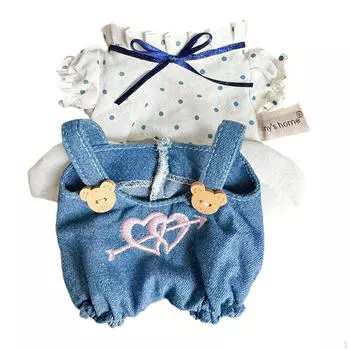 2 шт. Кукольная одежда, подтяжки, штаны, футболка, комплект, костюм для 15 см плюшевой куклы-утки, одеваются