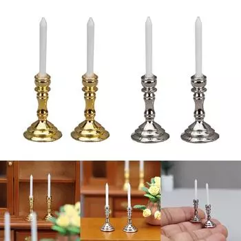 2 шт. кукольные свечи подсвечники для подсвечников мебель украшения подсвечник подсвечник домашняя мебель серебряный