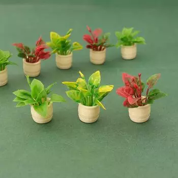 2 шт. кукольный домик домашний сад декор игрушки аксессуары 1:12 миниатюрных кукольных растений в горшках с зелеными листьями, модель цветочного горшка бонсай жёлтый
