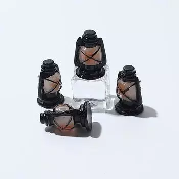 2 шт. кукольный домик мини винтажный черный имитация 3D керосиновая лампа детский подарок игрушка сделай сам дырка обувь брелок телефон чехол аксессуары