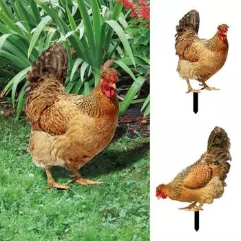 2 шт., курица, садовый кол, курица, газонная скульптура, простая установка, ручная работа, акриловый куриный садовый орнамент, крыльцо, лужайка 2pcs