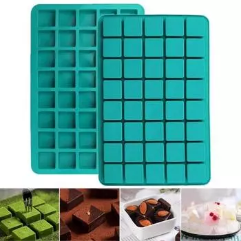 2 шт. квадратная форма для карамельных конфет, 40 гнезд, гибкая, нелипкая, толстая, стабильная силиконовая форма для шоколадного кубика льда, желе зелёный