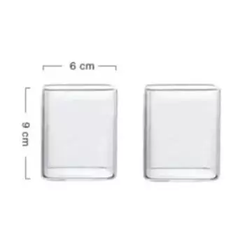 2 шт. квадратная стеклянная чашка, кофейная кружка, термостойкие стаканы для воды, стеклянная прозрачная кружка для чая, кружка для питья молока, пива, сока, вина 301-400ml