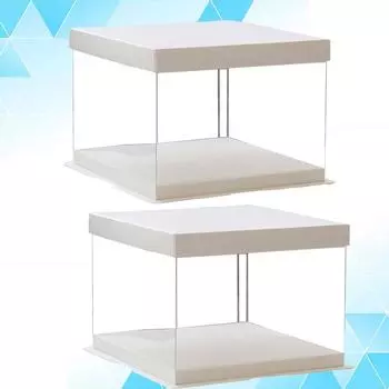 2 шт. квадратных контейнеров с крышками держатель для тортов транспортер для упаковки на день рождения прозрачная подставка