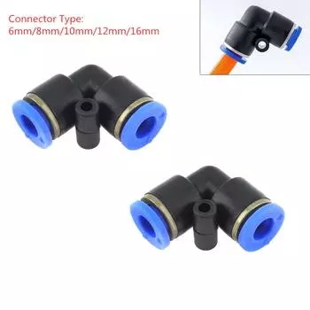 2 шт L-образный локоть пластиковый пневматический быстрый разъем двусторонний быстросъемный инструмент для воздушной трубки 6 мм-16 мм 6mm синий
