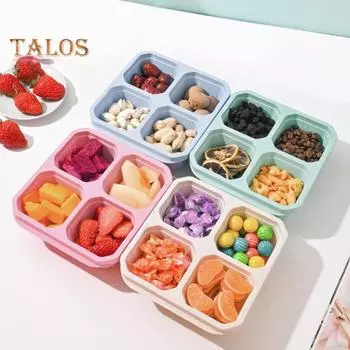 2 шт. ланч-бокс Bento, 4 отделения, разделенные контейнеры для хранения продуктов, 125 мл, штабелируемые коробки для закусок для школы, работы и путешествий бежевый