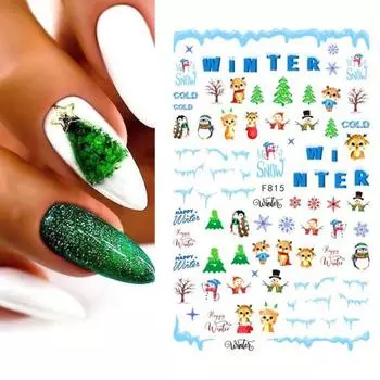 2 шт., легко наносимые наклейки для маникюра, сильная липкость, полезные красочные рождественские наклейки с мультяшным принтом для ногтей C