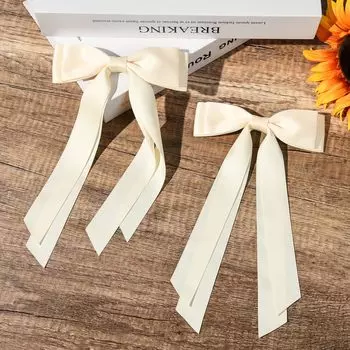 2 шт. Лента с кисточками, бант, заколки для волос для женщин, элегантные атласные заколки для волос с длинными кисточками, заколки-автоматы, модные аксессуары для волос для девочек, подарок