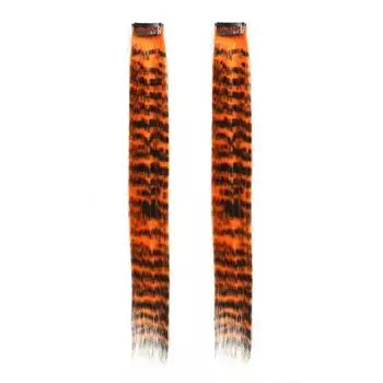 2 шт. Леопардовые перья Наращивание волос Радужный цветной накладной локон Длинный прямой накладной волос Женский 4