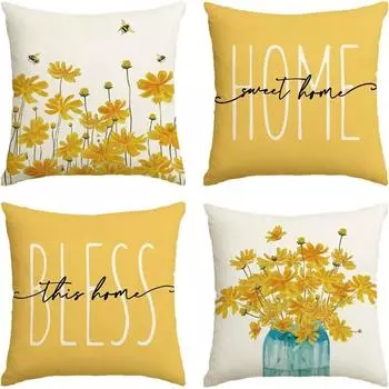 2 шт. летние наволочки 45x45 см водонепроницаемые подушки-маргаритки желтые уличные украшения праздничные наволочки в виде пчелы украшения для крыльца домашний диван диван