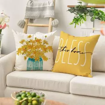 2 шт. летние наволочки 45x45 см водонепроницаемые подушки-маргаритки желтые уличные украшения праздничные наволочки в виде пчелы украшения для крыльца домашний диван диван