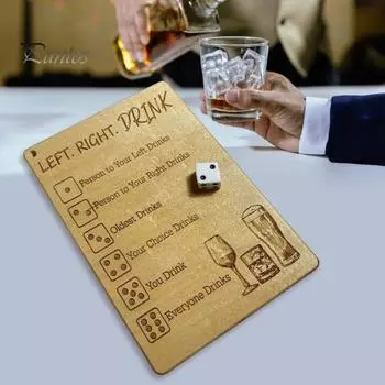 2 шт., левая и правая игральная настольная игра с кубиками, прочная деревянная доска для игры в кости, поднос для пары, взрослых, семьи, друзей, социальная интерактивная игра, вечеринка, предметы первой необходимости 2pcs