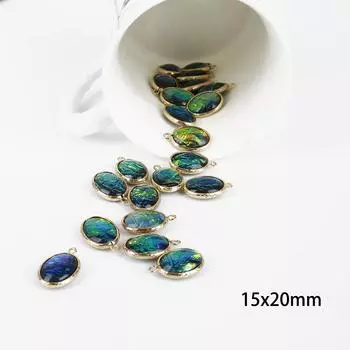 2 шт./лот 15x20 мм из цинкового сплава овальные двухсторонние подвески-подвески для DIY ювелирных аксессуаров темно-зеленого