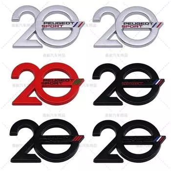 2 шт./лот 3D металлическая эмблема Peugeot 20th Anniversary Car, автомобильный значок, наклейки на задний багажник, наклейка на боковое крыло 2