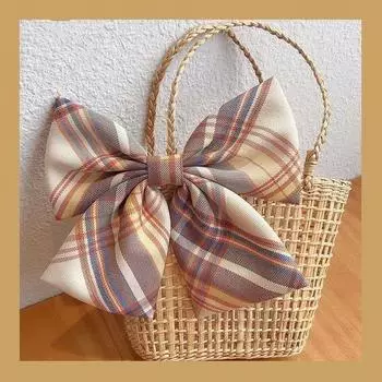 2 шт./лот Большая женская заколка для волос с бантами Корейская Японская клетчатая тканевая заколка-бант для школьной формы, для прически «конский хвост», аксессуары для укладки волос