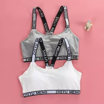 2 шт./лот бюстгальтеры для девочек-подростков период развития девушки без стального кольца спортивные топы-трубы детский тренировочный бюстгальтер нижнее белье one size разноцветный
