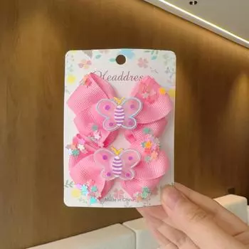 2 шт./лот детские однотонные банты для волос заколки для волос лента бант шпилька для девочек заколки-банты для девочек детские головные уборы аксессуары для волос