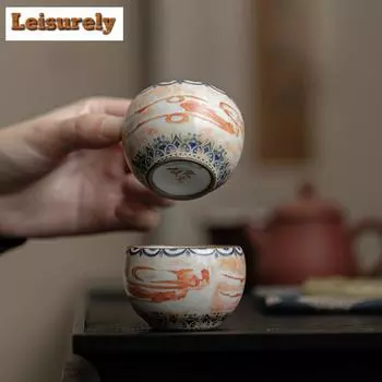 2 шт./лот Дуньхуан Апсарас керамическая чашка для чая имитация Song Ru Kiln Master Cup маленькая круглая чаша для чая чашка для медитации чайный сервиз кунг-фу 50 мл