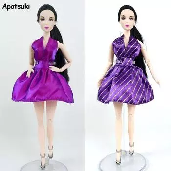 2 шт./лот фиолетовое цельное платье без рукавов для куклы Барби, одежда, вечернее платье для 1:6 куклы BJD, наряды, одежда, игрушки для детей фиолетовый