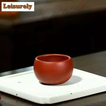 2 шт./лот китайская фиолетовая глиняная чашка для чая Dahongpao, ручная работа, маленькая переносная чаша для чая Puer, кружка для чая Zisha, мастер-чашки 75 мл