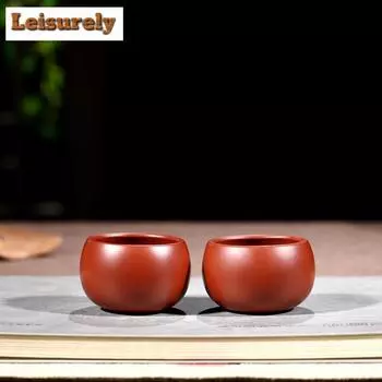 2 шт./лот китайская фиолетовая глиняная чашка для чая, портативная персональная одинарная чашка, косметический чайный набор ручной работы, индивидуальные принадлежности для чайной чаши Zisha 80 мл