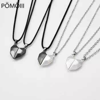 2 шт. / Лот Магнитное ожерелье для пары Дружба Сердце Подвеска Расстояние Граненый Шарм Ожерелье Для Женщин Подарок на День Святого Валентина