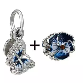 2 шт./лот, новинка 2022 года, розовые, синие, синие анютины глазки, синяя бабочка, подвеска-бусина, подходит для браслетов «сделай сам», ожерелья, изготовление ювелирных изделий для женщин и мужчин