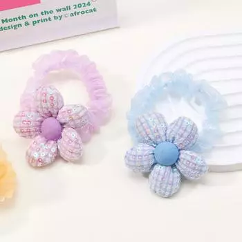 2 шт./лот Новые однотонные резинки для волос с подсолнухом, заколки для волос для детей, модный головной убор, заколка для волос для девочки, головной убор, детские аксессуары для волос Size fits all