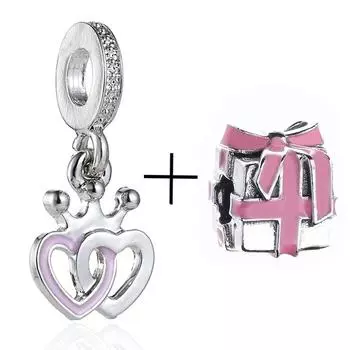 2 шт./лот розовый мама сердце ключ замок подвеска бусины кулон подходит оригинальный Diy бренд браслет ожерелья для женщин мужчин жена изготовление ювелирных изделий