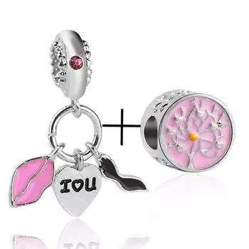 2 шт./лот, серебряный цвет, романтический стиль, подвеска из бисера, подходит для оригинального браслета-подвески «сделай сам», ожерелья для женщин, жены, изготовления ювелирных изделий