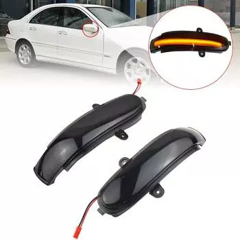 2 шт./лот, зеркало заднего вида с боковым крылом, светодиодный динамический указатель поворота, индикатор поворота для Mercedes Benz C Class W203 S203 CL203 2001-2007