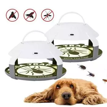 2 шт. ловушка для блох с 4 клеевыми досками USB перезаряжаемая светодиодная лампа для ловли блох домашнее внутреннее уличное круглое физическое устройство для борьбы с блохами 2pcs