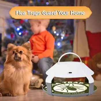 2 шт. Ловушка для блох с 4 клеевыми пластинами USB-перезаряжаемая светодиодная ловушка для блох 2pcs