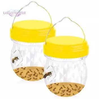 2 шт. ловушки для ос, большая вместимость, водонепроницаемые, прозрачные, многоразовые, уличные подвесные ловушки для насекомых-пчел жёлтый
