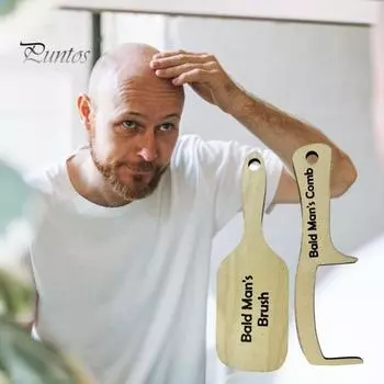 2 шт. лысый мужчина расческа и щетка кляп подарок деревянный беззубый гребень щетка для волос украшение смешной расческа щетка розыгрыш подарок для лысых мужчин 2pcs