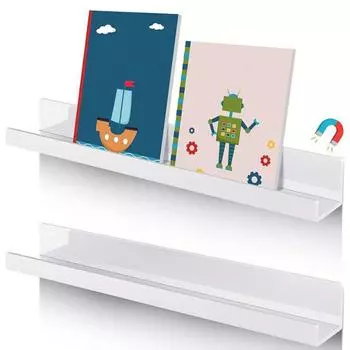 2 шт. Магнитная книжная полка для белой доски, многоразовая металлическая подставка для дисплея с сильным магнитным полем, плавающий держатель для книг белый