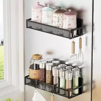 2 шт. Магнитная полка для специй на холодильник, сильная несущая способность, стальная конструкция для кухни