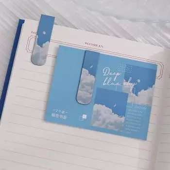 2 шт. магнитная закладка романтическое облако небо пейзаж простой и литературный книжный маркер зажим для книголюба милый книжный маркер-маркер магнит для поиска