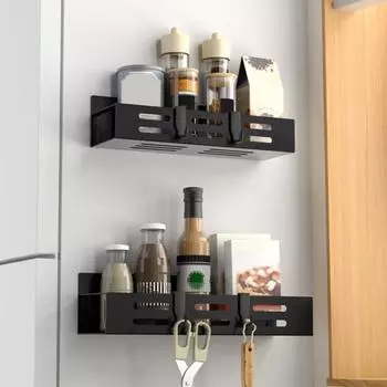 2 шт. Магнитные полки для специй для холодильника, прочные, выдерживающие нагрузку, легко устанавливаемые магнитные полки для холодильника A