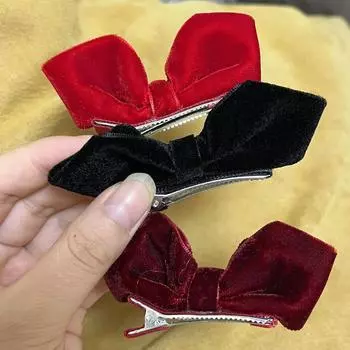 2 шт., маленькая заколка для волос с бархатным бантом, головные уборы принцессы для девочек, заколка для волос с челкой, заколка для волос в корейском стиле, аксессуары для укладки волос для женщин и девочек