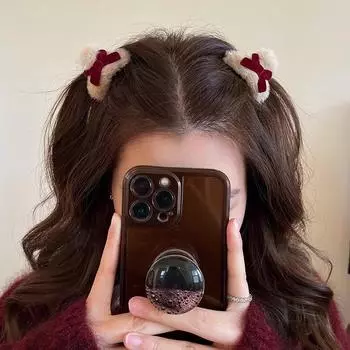 2 шт., маленькие плюшевые заколки-когти для волос в виде галстука-бабочки, пушистые заколки в виде акулы, геометрические зажимы, милые аксессуары для волос для девочек и женщин